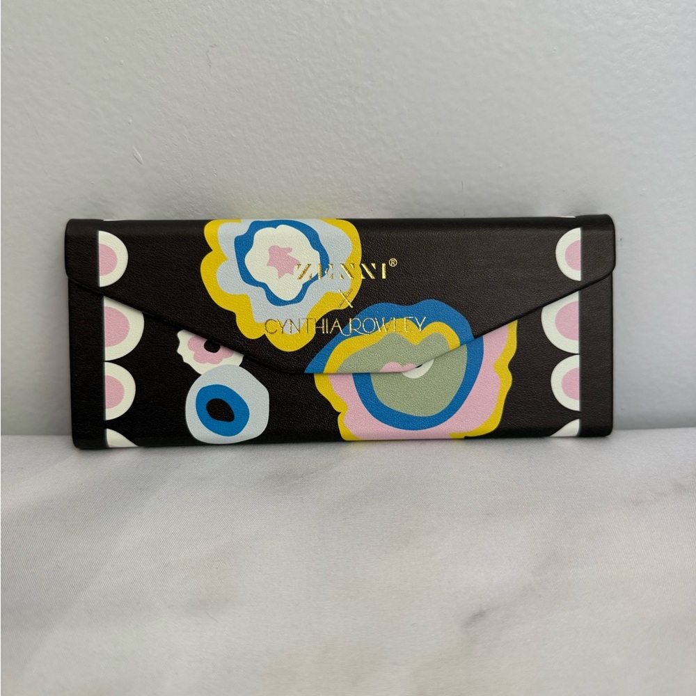 Zenni X Cynthia Rowley Eyeglass / Sunglass Black Floral Tri-Fold Hard Case